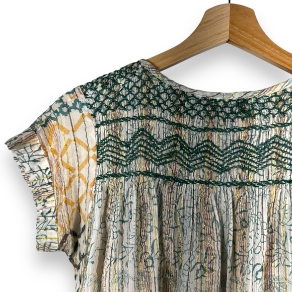 RACHEL Rachel Roy Metallic Embroidered Peasant Top, Neutral Multi, Size Small - Picture 8 of 10